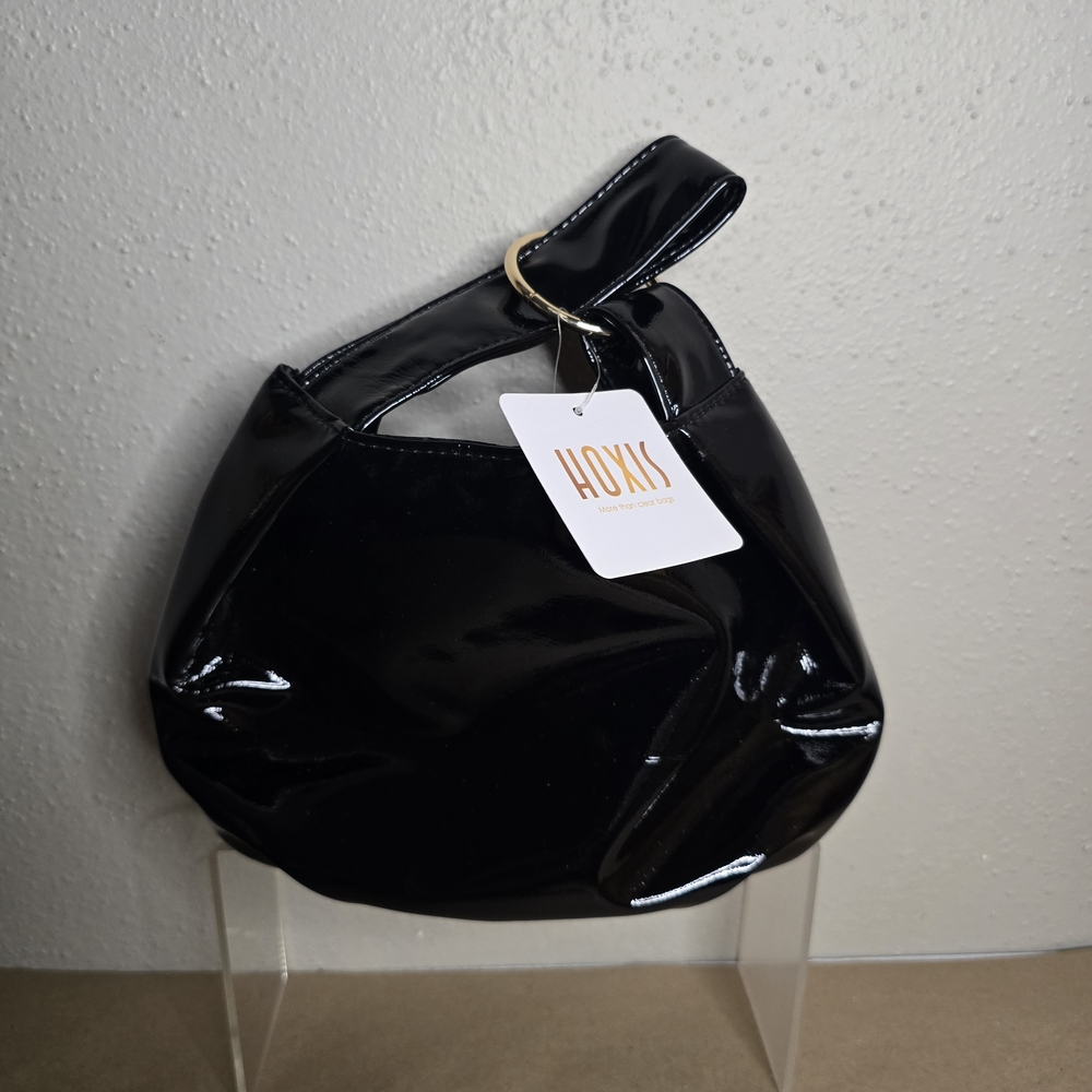 Hoxis Glossy Black Women's Hobo Bag